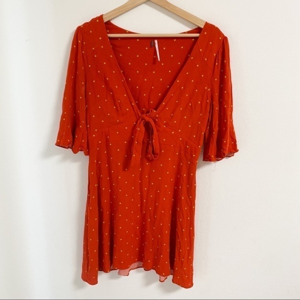 Free people all yours polka dot front tie mini dress - Picture 4 of 13